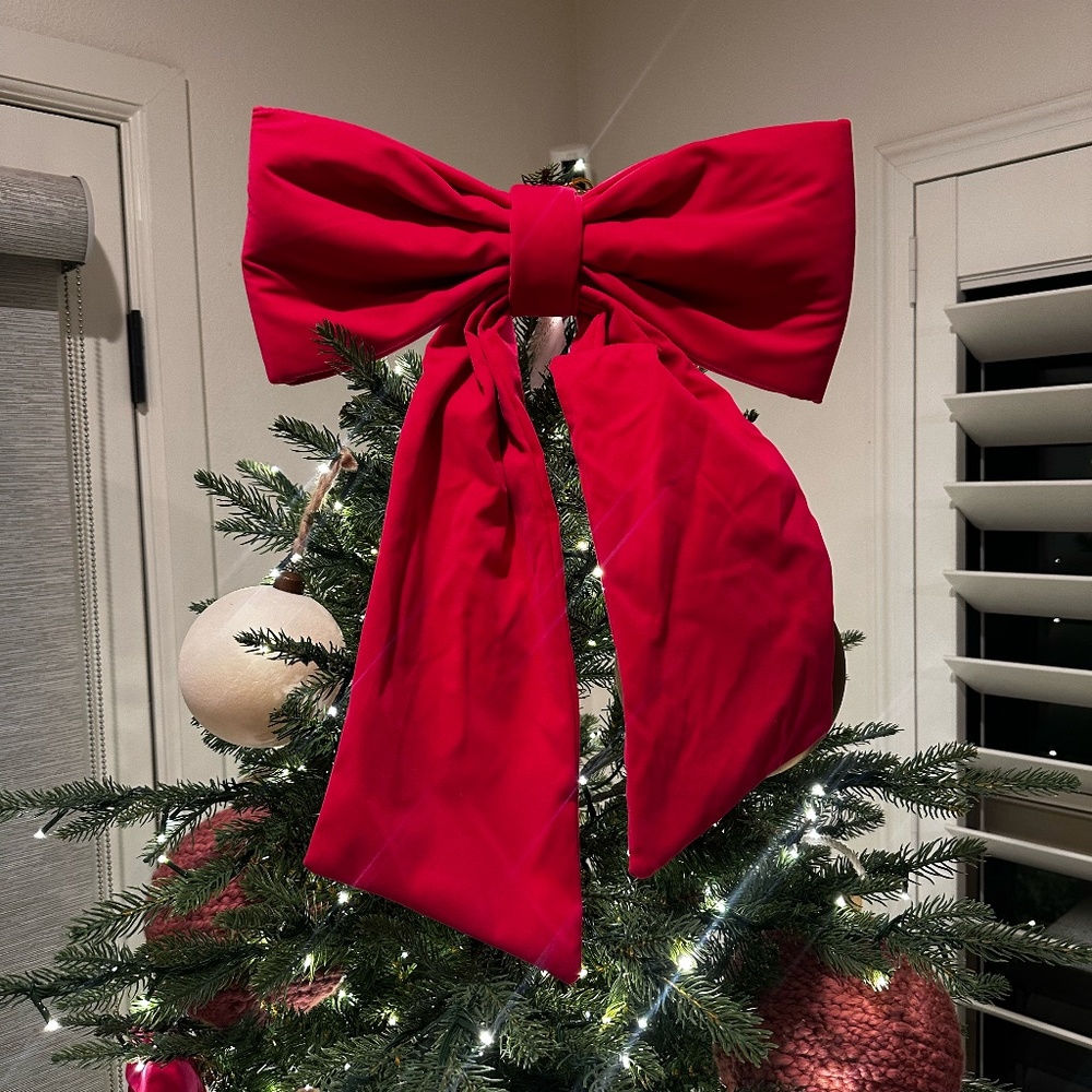 Large hot pink bow Christmas tree topper pinkmas